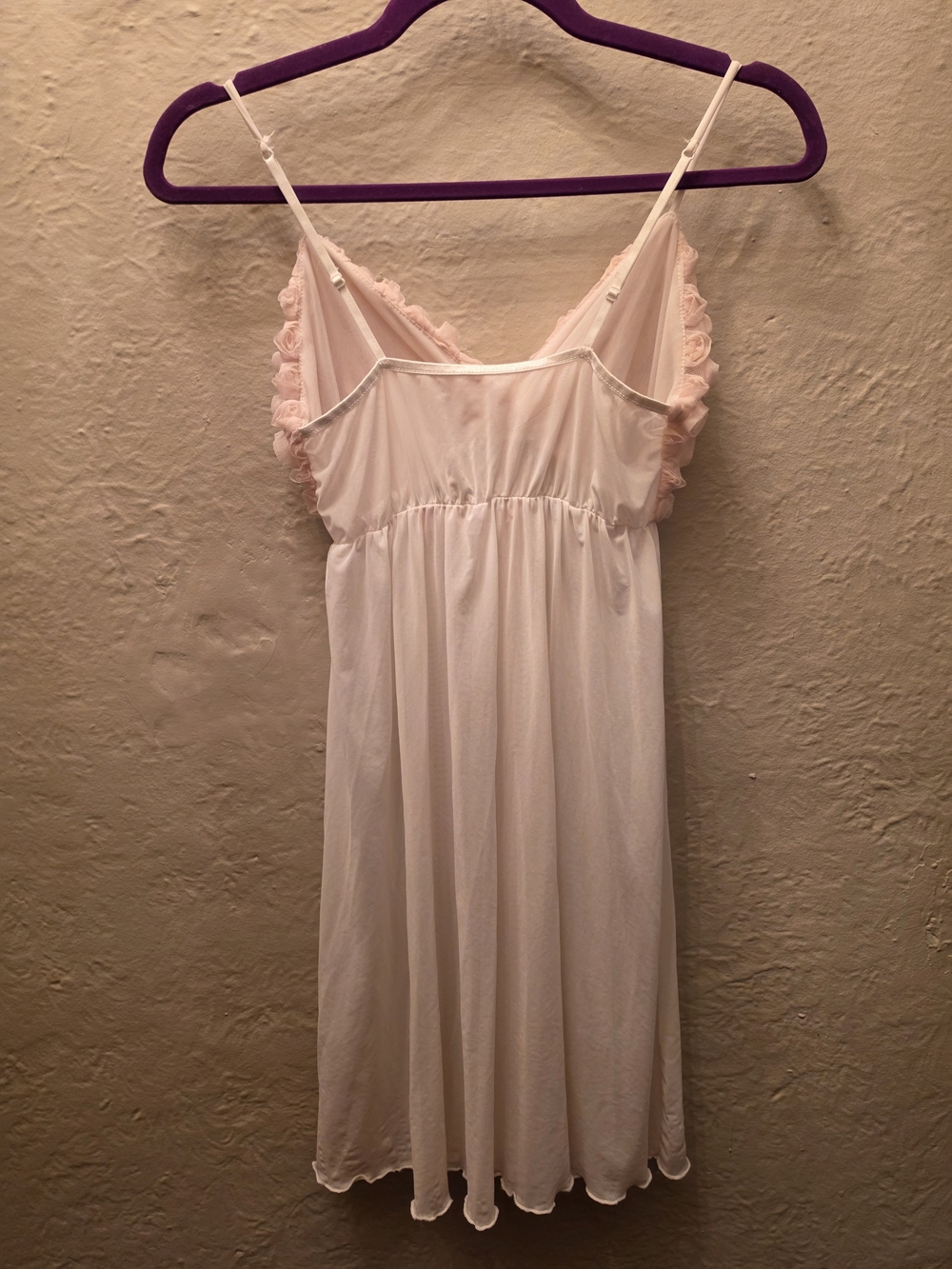La Vie en Rose Pink Rosette Babydoll Nightgown Slip Dress S - Picture 8 of 10